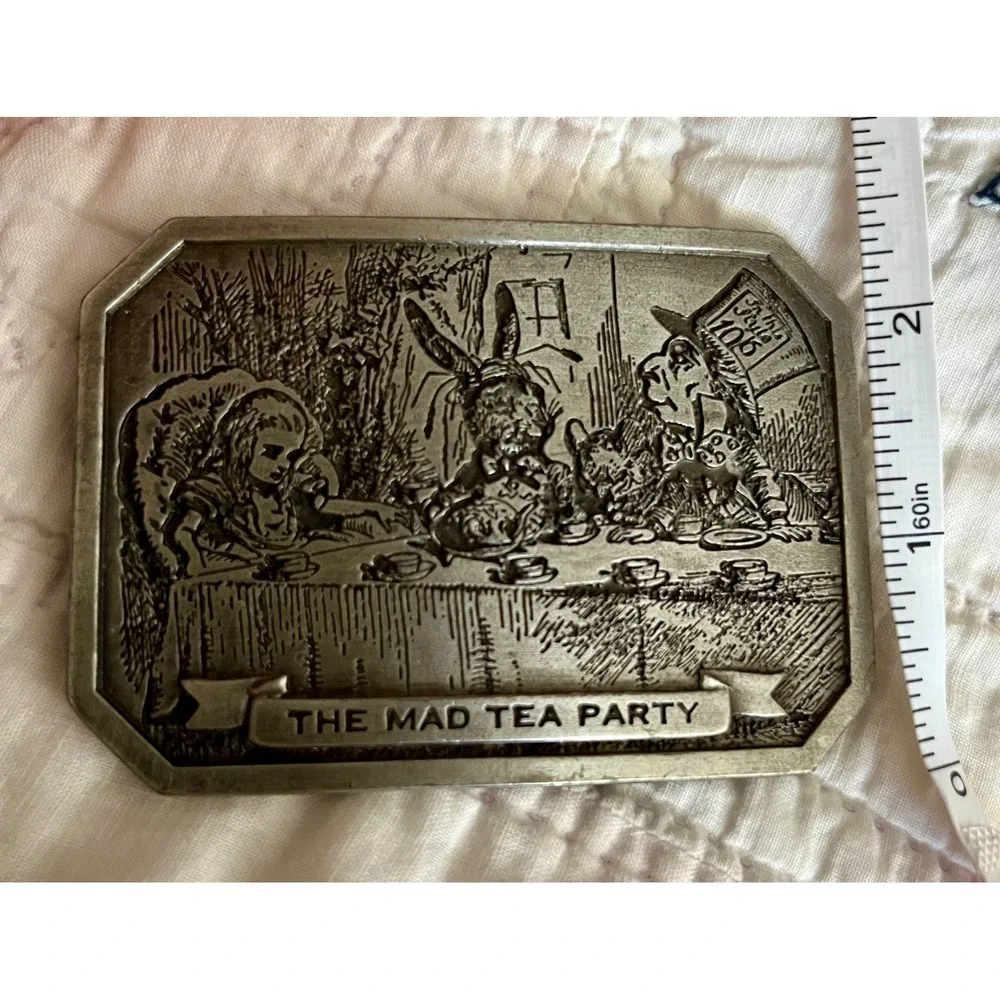 Vintage 1974 Bergamot Brass Works Mad Hatter Alice in Wonderland Belt Buckle